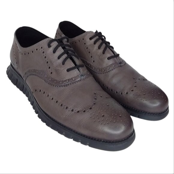 Cole Haan Zerogrand Wingtip Oxford Leather Shoes Size 10.5 Burnished Pavement main image 12